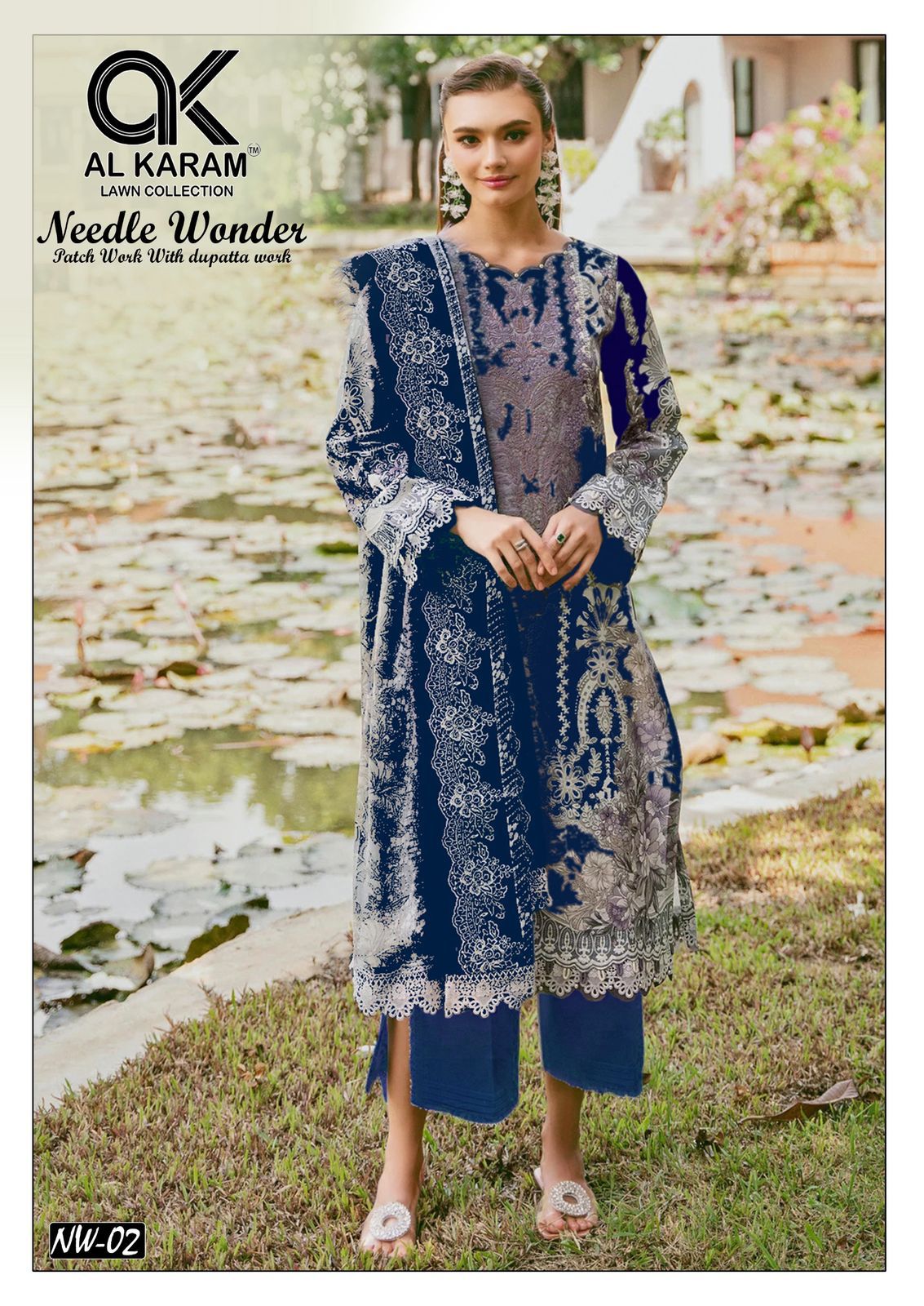 Needle Wonder Al Karam Lawn Cotton Pakistani Patch Work Suits Exporter Ahmedabad