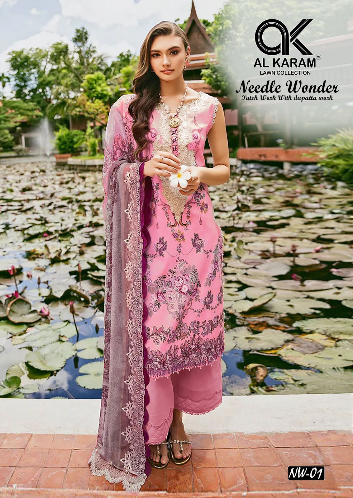 Needle Wonder Al Karam Lawn Cotton Pakistani Patch Work Suits Exporter Ahmedabad
