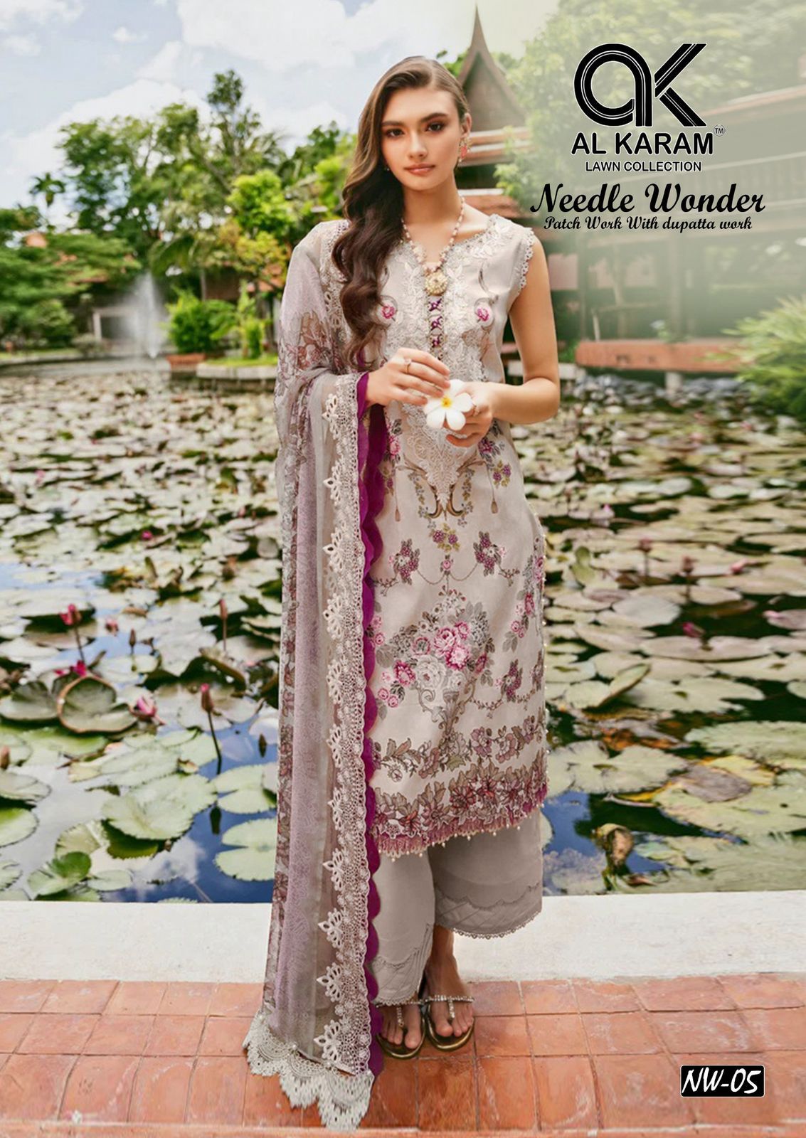 Needle Wonder Al Karam Lawn Cotton Pakistani Patch Work Suits Exporter Ahmedabad