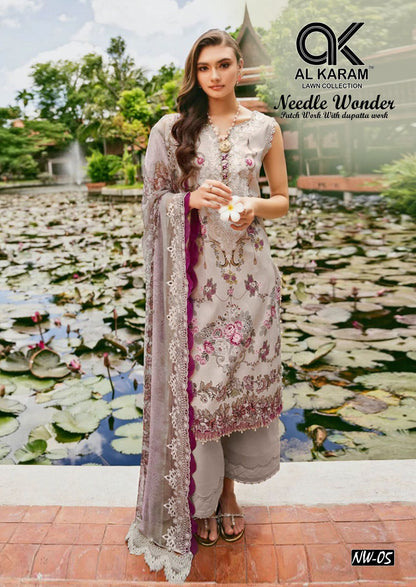 Needle Wonder Al Karam Lawn Cotton Pakistani Patch Work Suits Exporter Ahmedabad