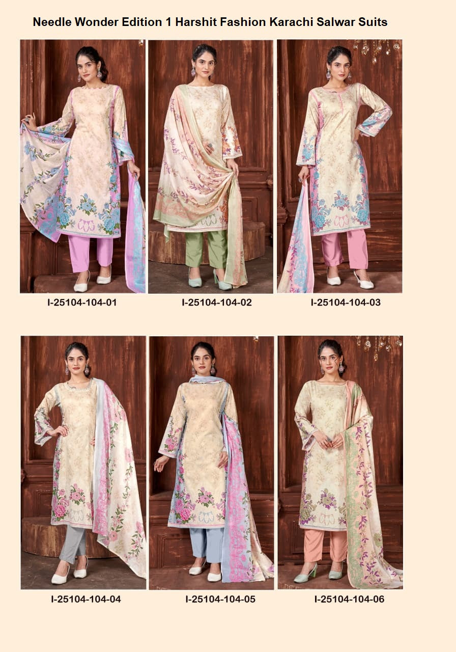 Needle Wonder Edition 1 Harshit Fashion Cambric Karachi Salwar Suits Wholesale