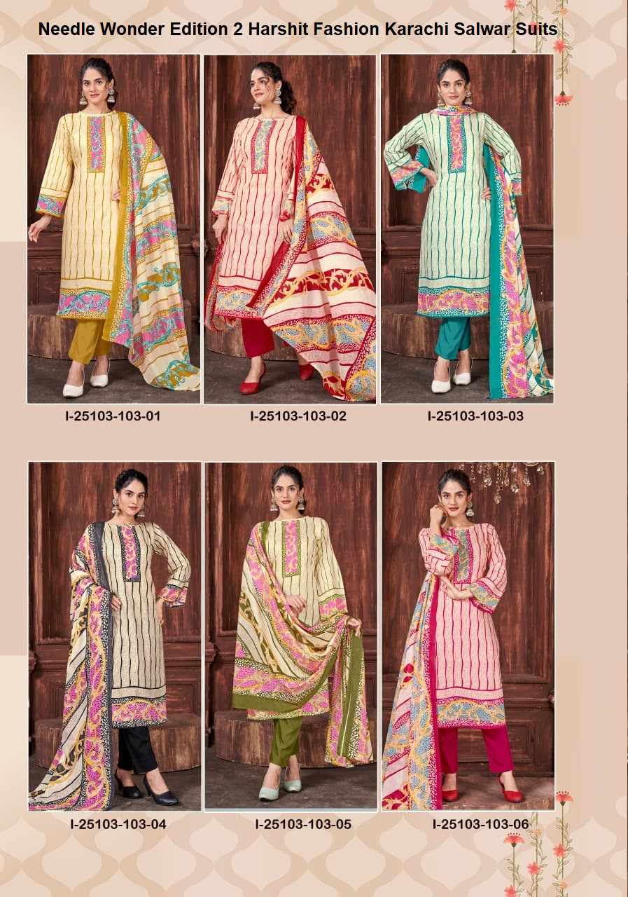 Needle Wonder Edition 2 Harshit Fashion Cambric Karachi Salwar Suits Manufacturer Ahmedabad