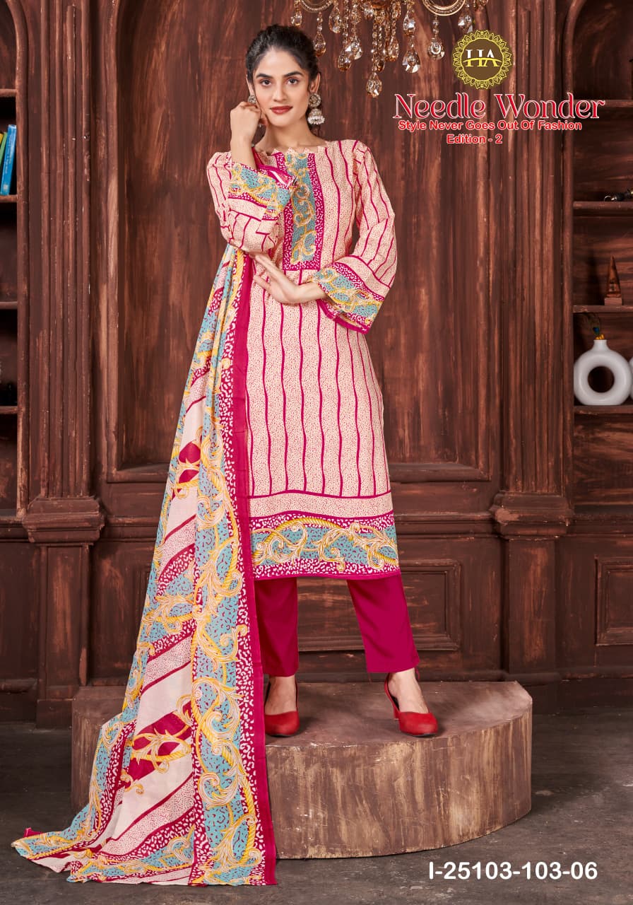 Needle Wonder Edition 2 Harshit Fashion Cambric Karachi Salwar Suits Manufacturer Ahmedabad