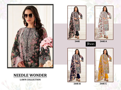 Needle Wonder Lawn Collection 3446 Abc Jihan Cotton Pakistani Patch Work Suits Manufacturer