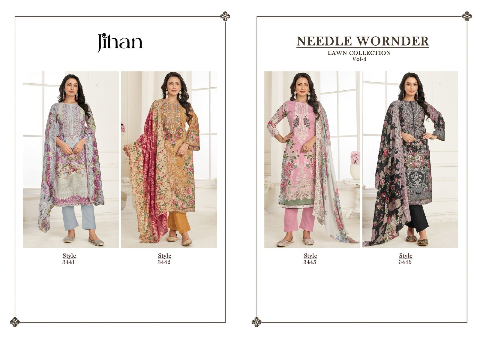 Needle Wonder Lawn Collection Vol 4 Jihan Pure Cotton Pakistani Patch Work Suits Wholesaler Ahmedabad