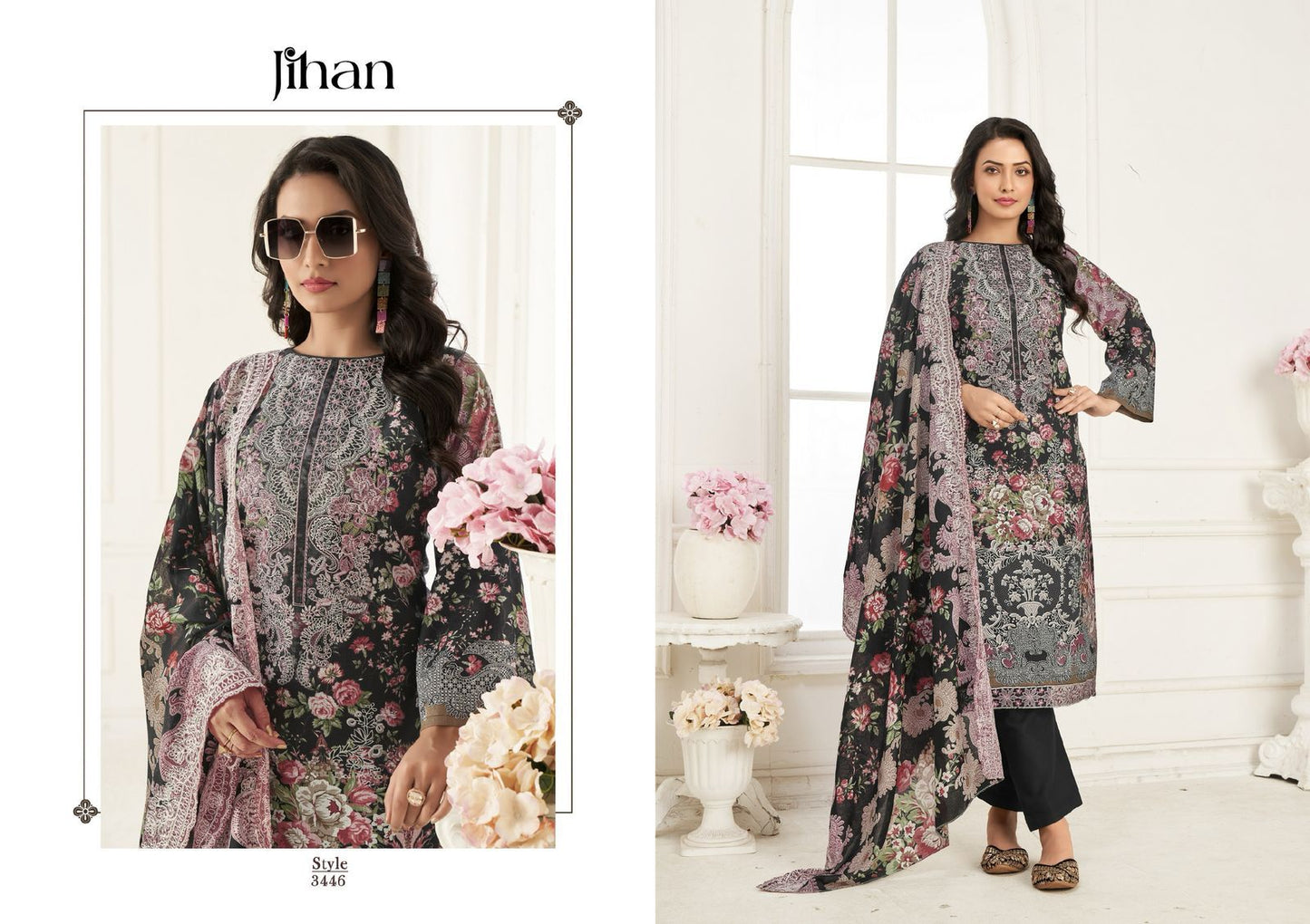 Needle Wonder Lawn Collection Vol 4 Jihan Pure Cotton Pakistani Patch Work Suits Wholesaler Ahmedabad