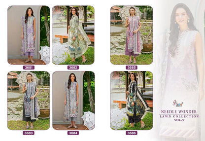 Needle Wonder Lawn Collection Vol 5 Shree Fabs Cotton Pakistani Patch Work Suits Supplier