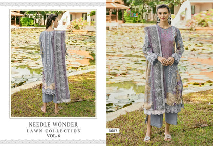 Needle Wonder Lawn Collection Vol 6 Shree Fabs Cotton Pakistani Patch Work Suits Supplier