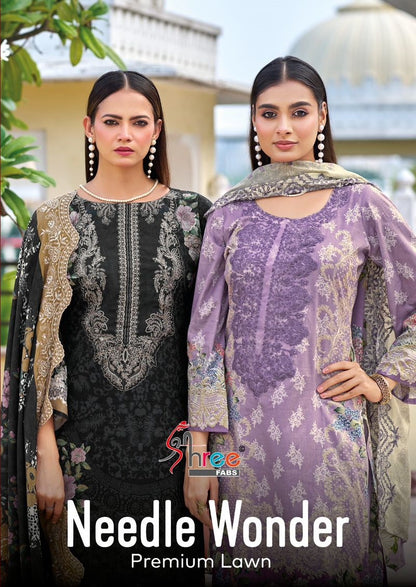 Needle Wonder Premium Lawn Shree Fabs Cotton Karachi Salwar Suits Wholesale Price