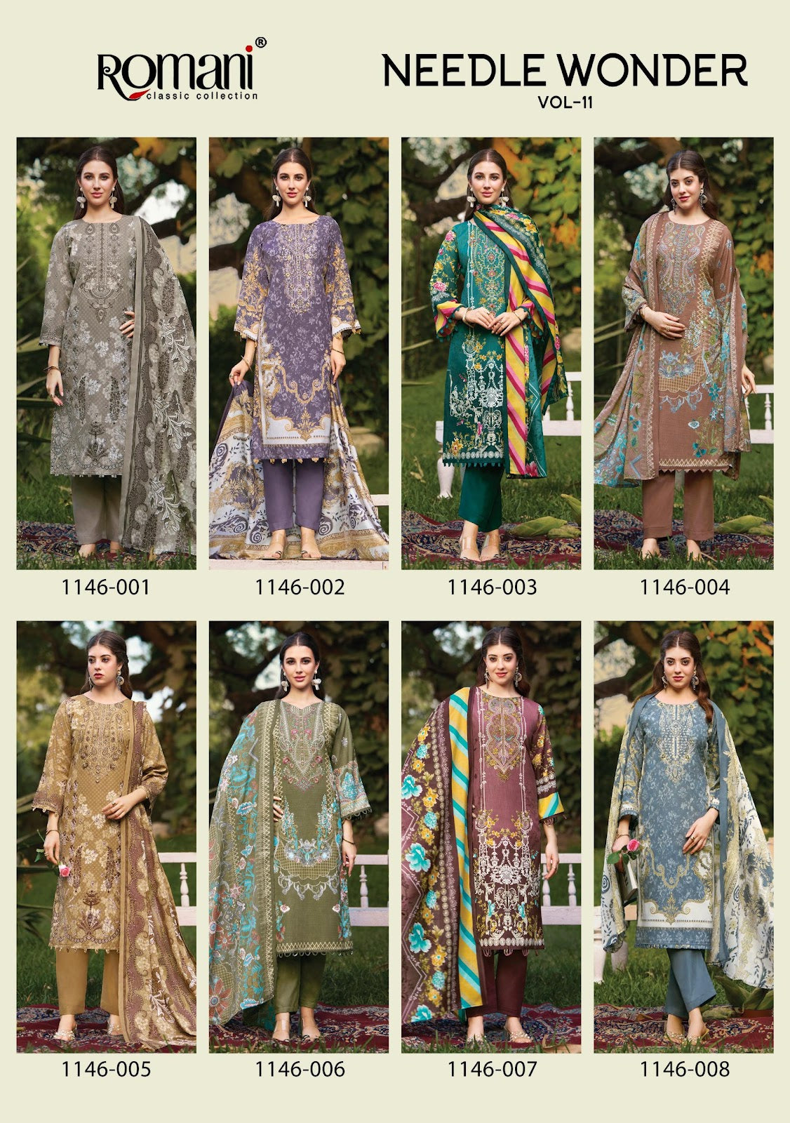 Needle Wonder Vol 11 Romani Mix Cotton Karachi Salwar Suits Wholesaler Gujarat