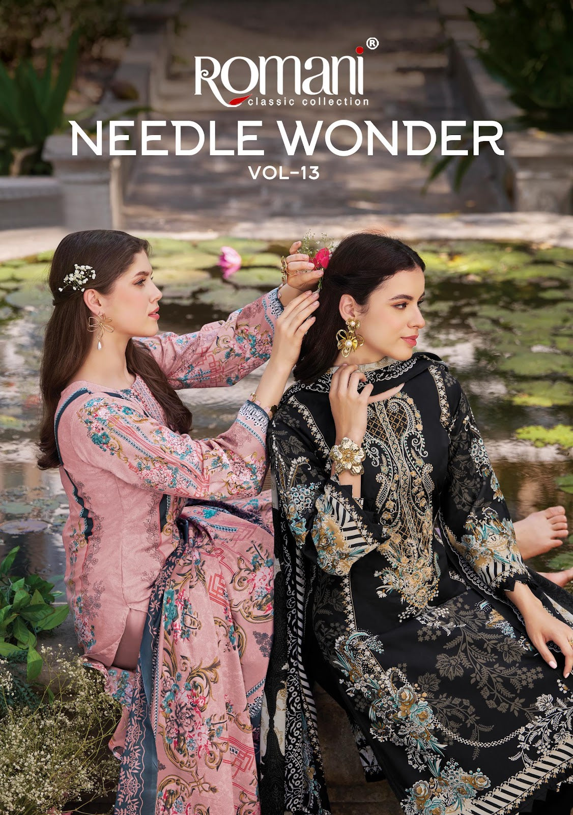Needle Wonder Vol 13 Romani Mix Cotton Karachi Salwar Suits Supplier Ahmedabad
