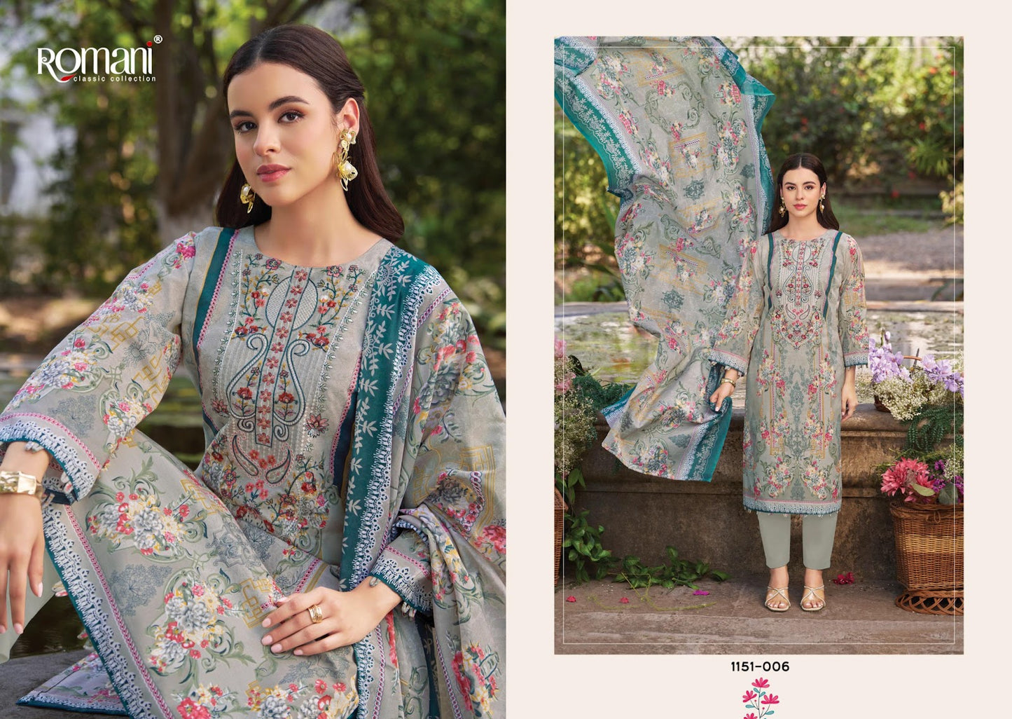 Needle Wonder Vol 13 Romani Mix Cotton Karachi Salwar Suits Supplier Ahmedabad