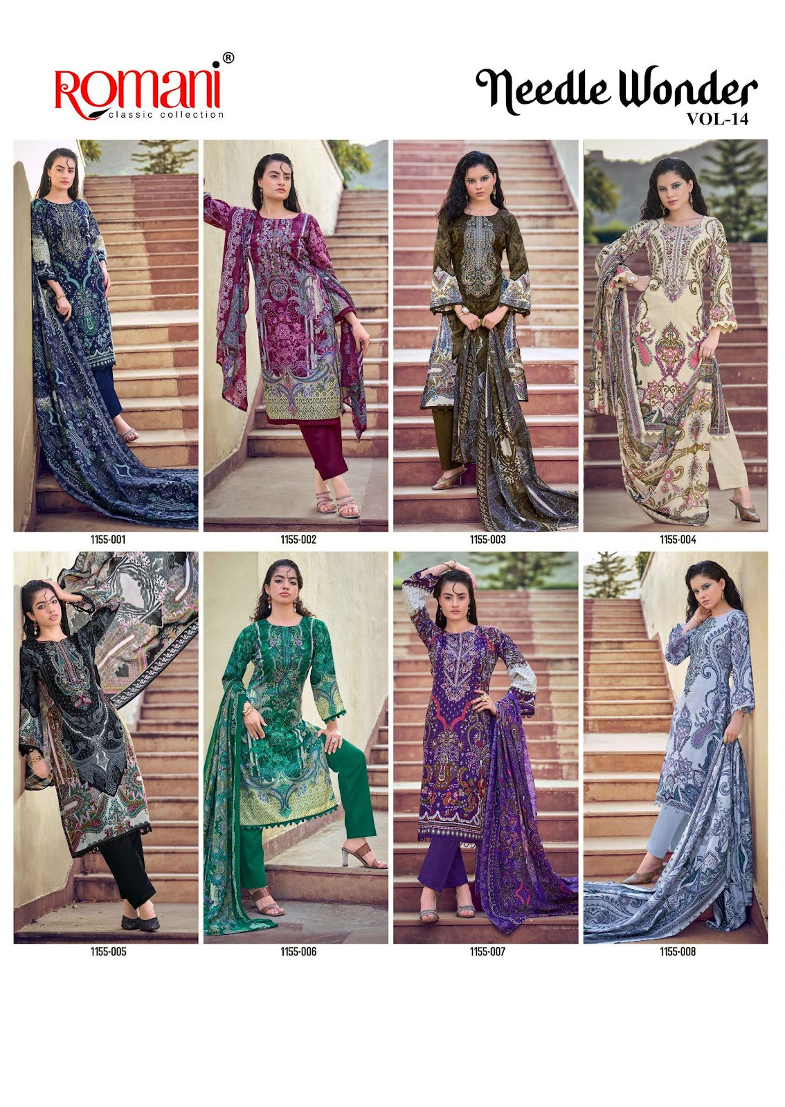 Needle Wonder Vol 14 Romani Mix Cotton Karachi Salwar Suits Manufacturer Ahmedabad