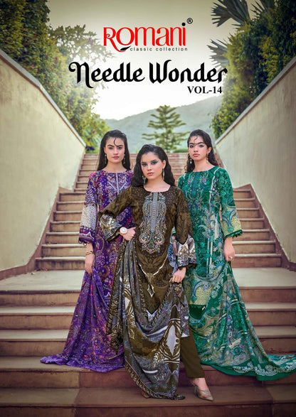 Needle Wonder Vol 14 Romani Mix Cotton Karachi Salwar Suits Manufacturer Ahmedabad