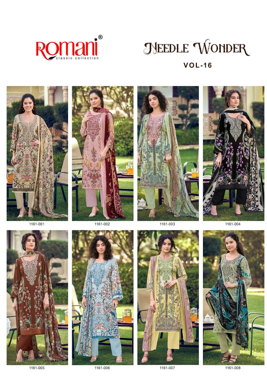Needle Wonder Vol 16 Romani Soft Cotton Karachi Salwar Suits Supplier Ahmedabad