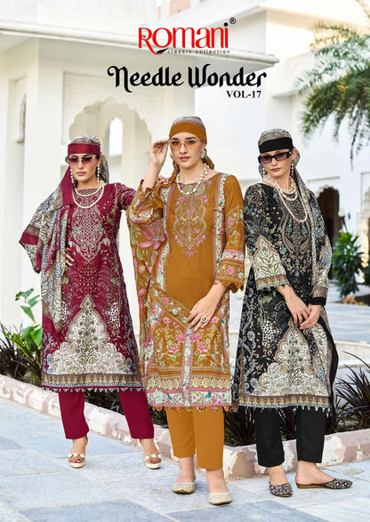 Needle Wonder Vol 17 Romani Mix Cotton Karachi Salwar Suits Manufacturer Ahmedabad