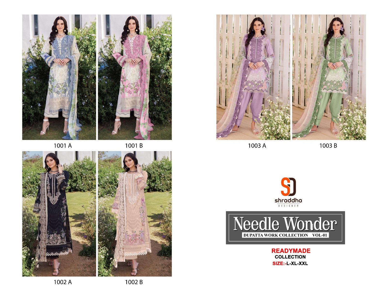 Needle Wonder Vol 1 Shraddha Designer Cotton Karachi Readymade Suits Exporter Ahmedabad