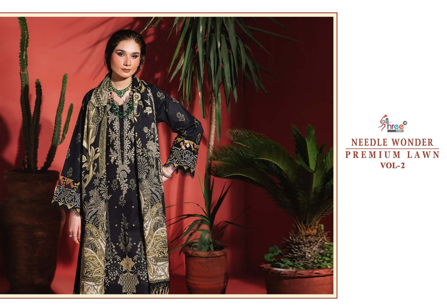 Needle Wonder Vol 2 Premium Lawn Shree Fabs Cotton Pakistani Patch Work Suits Wholesaler