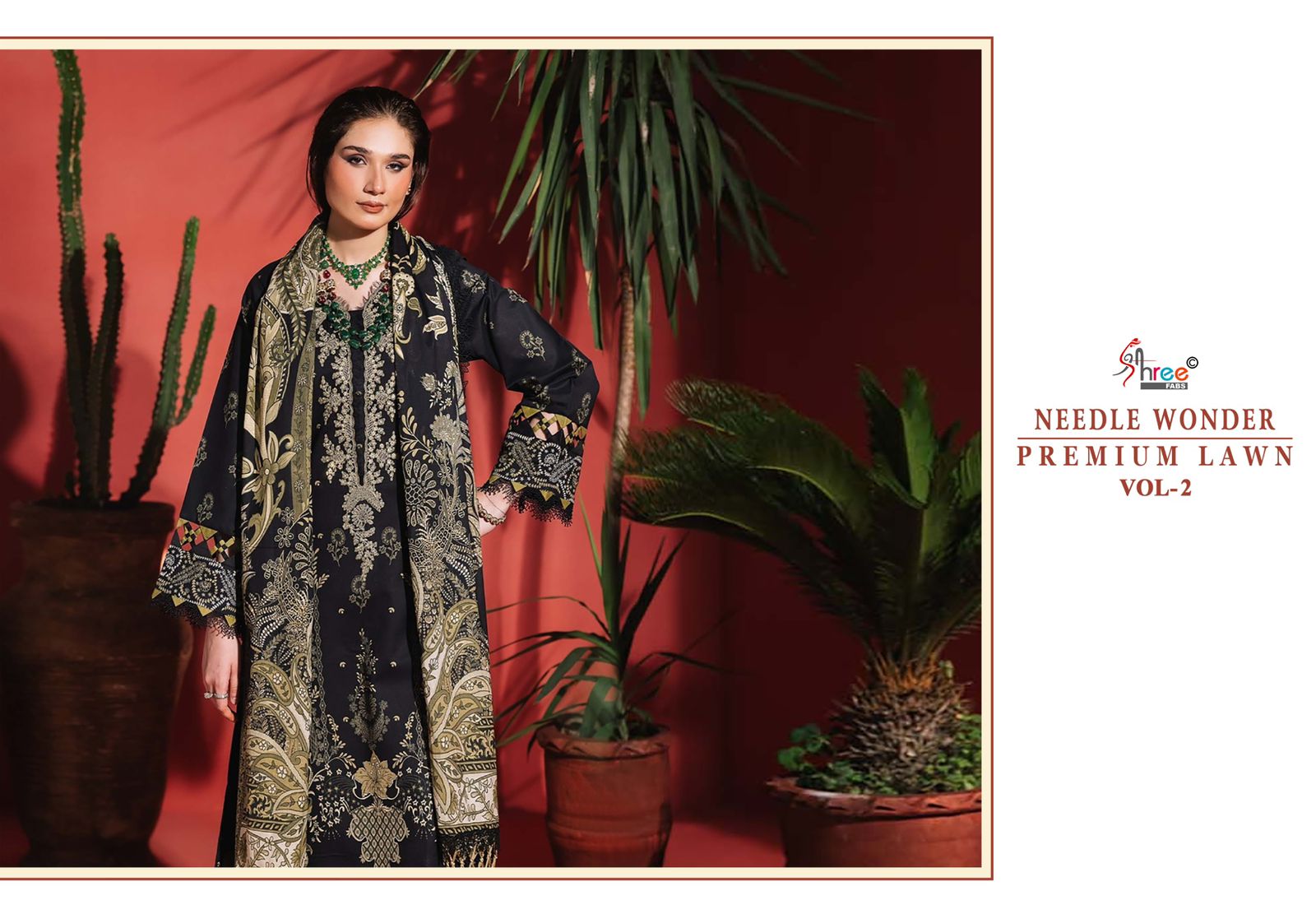 Needle Wonder Vol 2 Premium Lawn Shree Fabs Cotton Pakistani Patch Work Suits Wholesaler