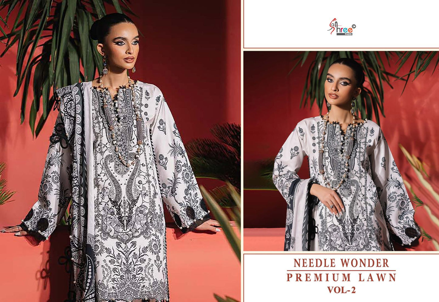 Needle Wonder Vol 2 Premium Lawn Shree Fabs Cotton Pakistani Patch Work Suits Wholesaler