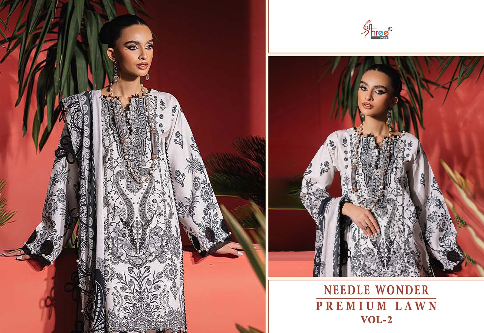 Needle Wonder Vol 2 Premium Lawn Shree Fabs Cotton Pakistani Patch Work Suits Wholesaler