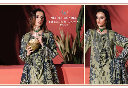 Needle Wonder Vol 2 Premium Lawn Shree Fabs Cotton Pakistani Patch Work Suits Wholesaler