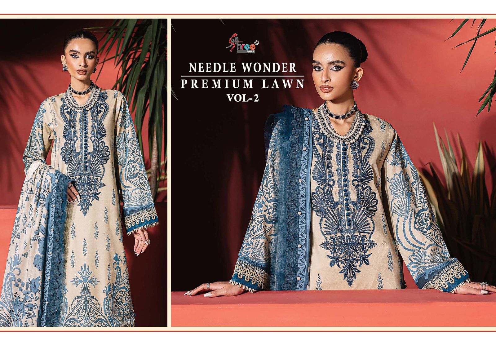 Needle Wonder Vol 2 Premium Lawn Shree Fabs Cotton Pakistani Patch Work Suits Wholesaler