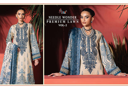 Needle Wonder Vol 2 Premium Lawn Shree Fabs Cotton Pakistani Patch Work Suits Wholesaler