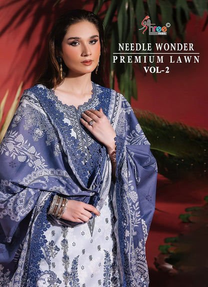 Needle Wonder Vol 2 Premium Lawn Shree Fabs Cotton Pakistani Patch Work Suits Wholesaler