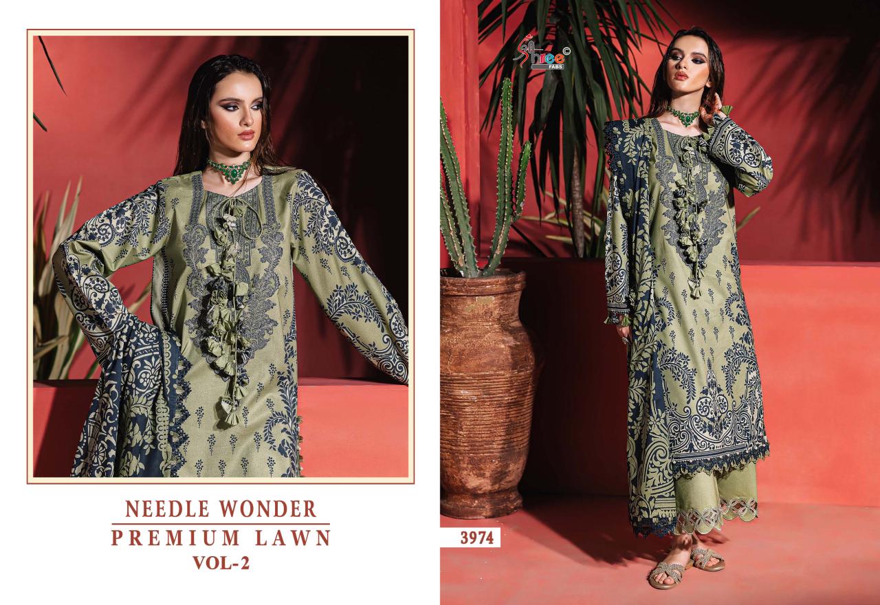 Needle Wonder Vol 2 Premium Lawn Shree Fabs Cotton Pakistani Patch Work Suits Wholesaler