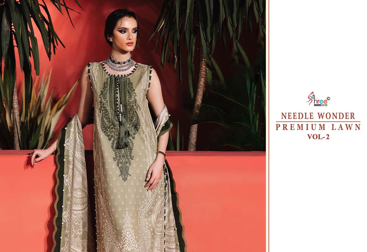 Needle Wonder Vol 2 Premium Lawn Shree Fabs Cotton Pakistani Patch Work Suits Wholesaler