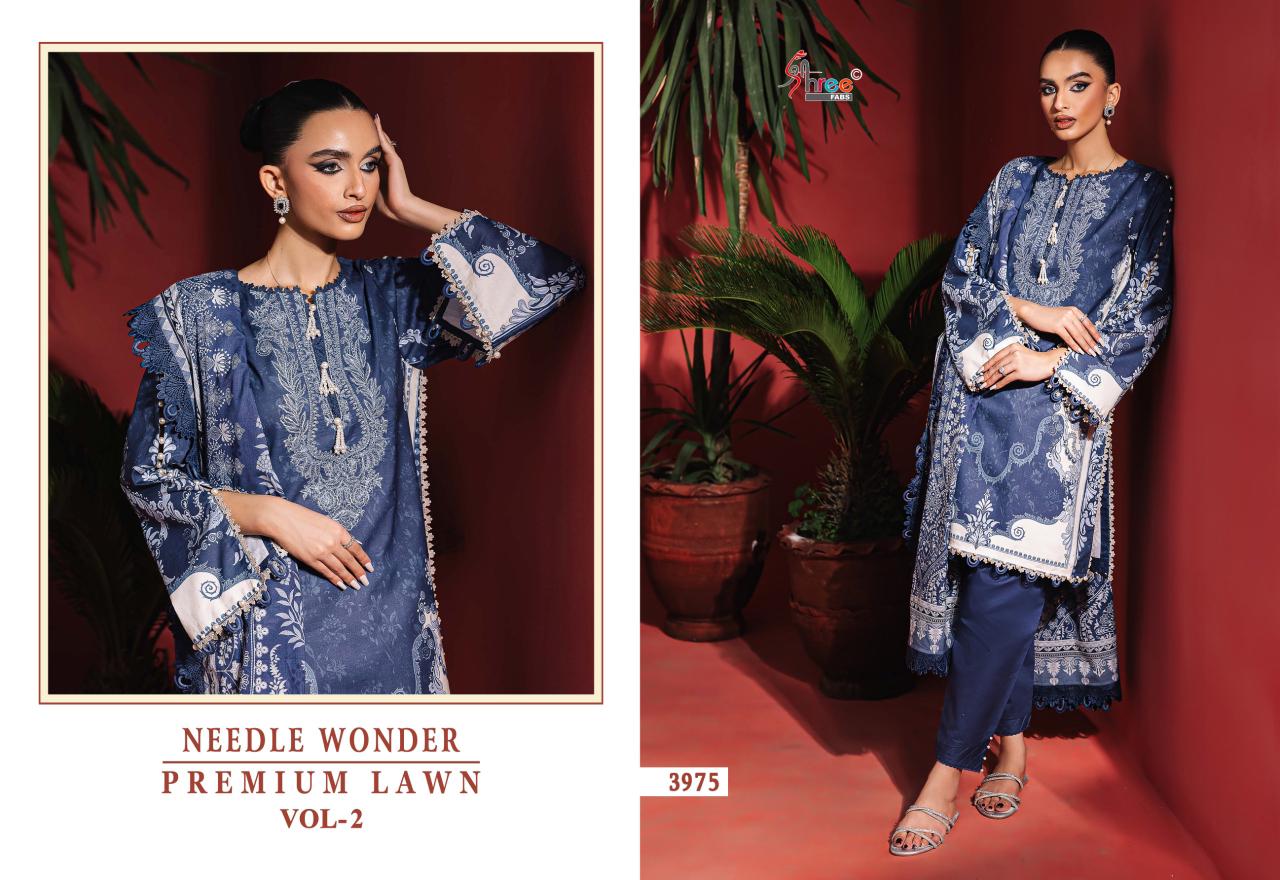 Needle Wonder Vol 2 Premium Lawn Shree Fabs Cotton Pakistani Patch Work Suits Wholesaler