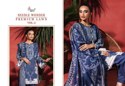 Needle Wonder Vol 2 Premium Lawn Shree Fabs Cotton Pakistani Patch Work Suits Wholesaler