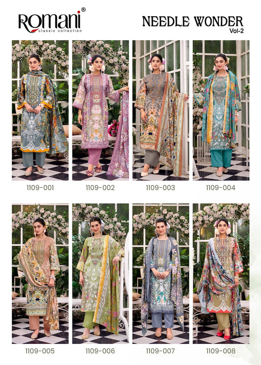 Needle Wonder Vol 2 Romani Soft Cotton Karachi Salwar Suits Manufacturer