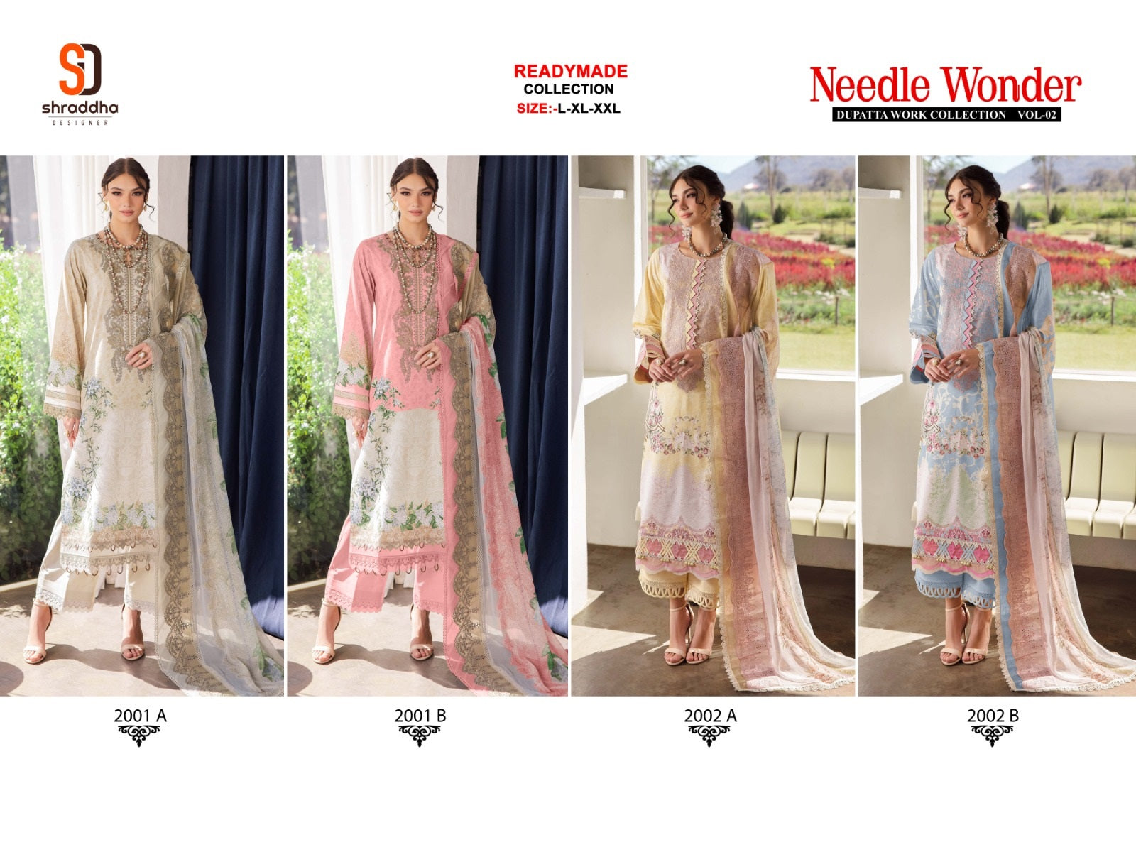 Needle Wonder Vol 2 Shraddha Designer Pure Cotton Karachi Readymade Suits Wholesaler