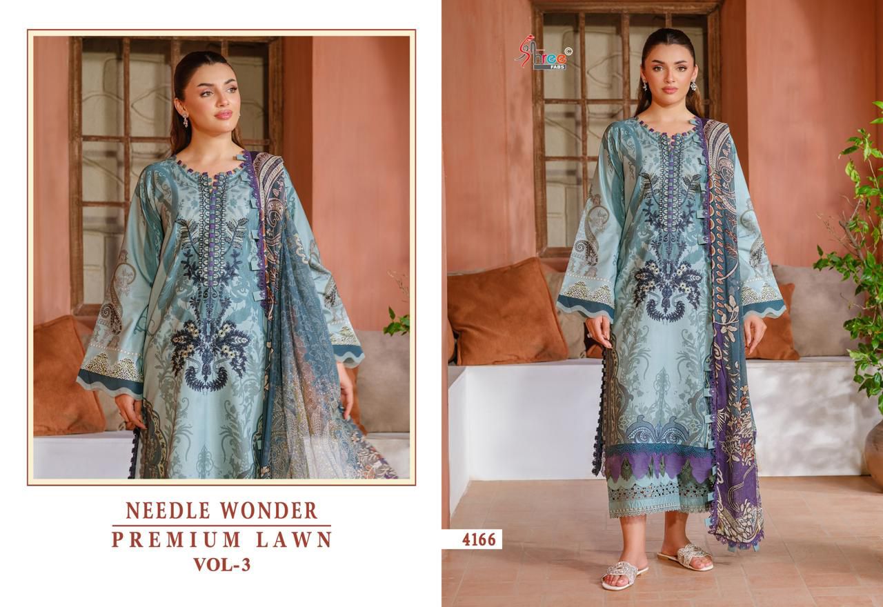 Needle Wonder Vol 3 Premium Lawn Shree Fabs Cotton Pakistani Salwar Suits Wholesaler Ahmedabad