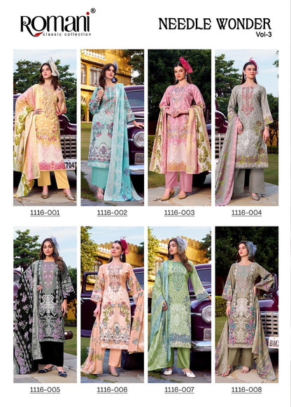 Needle Wonder Vol 3 Romani Cotton Karachi Salwar Suits Wholesaler India
