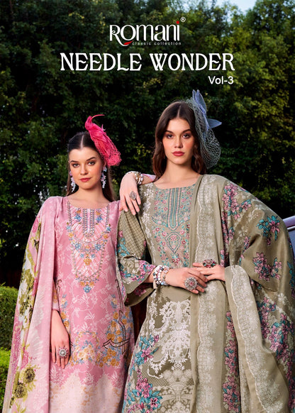 Needle Wonder Vol 3 Romani Cotton Karachi Salwar Suits Wholesaler India