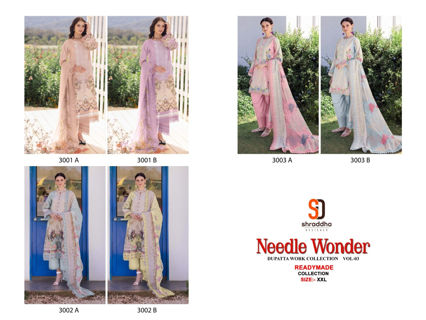 Needle Wonder Vol 3 Shraddha Designer Cotton Karachi Readymade Suits Manufacturer