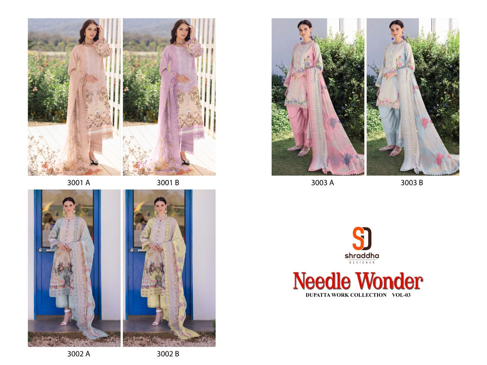 Needle Wonder Vol 3 Shraddha Designer Cotton Karachi Salwar Suits Exporter Gujarat