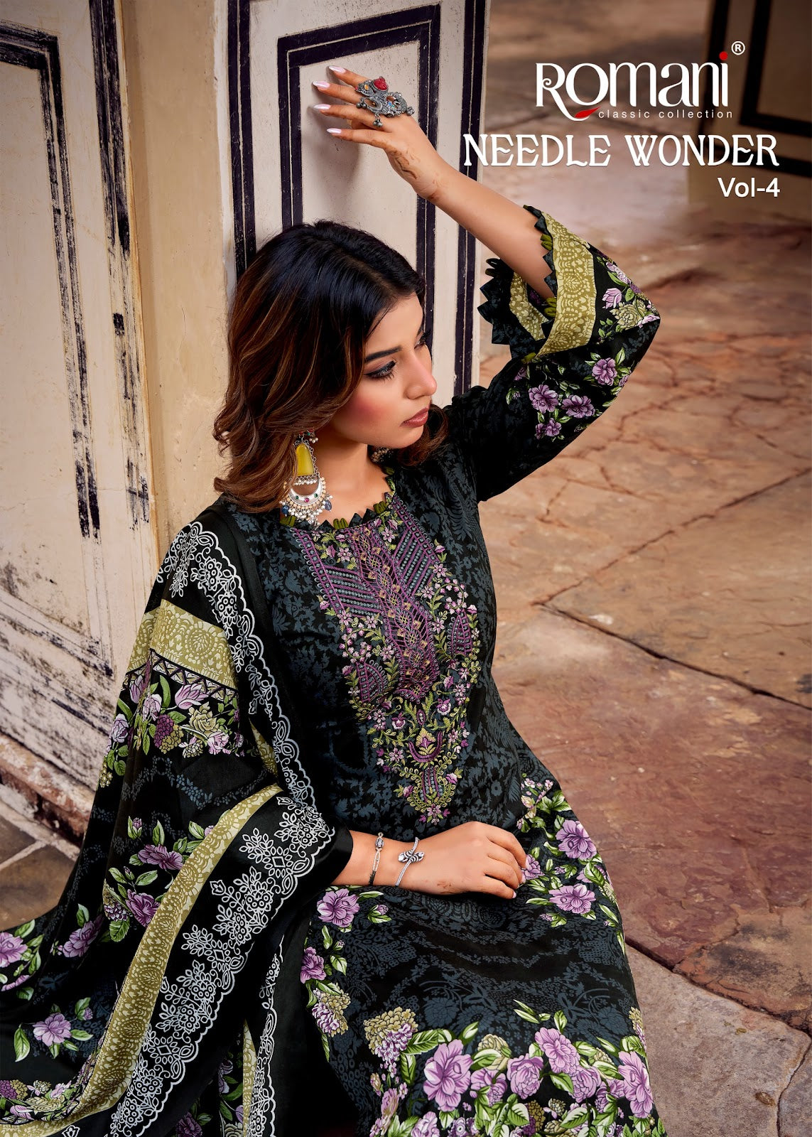 Needle Wonder Vol 4 Romani Cotton Karachi Salwar Suits Wholesaler Gujarat
