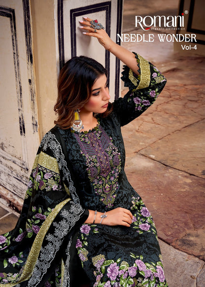 Needle Wonder Vol 4 Romani Cotton Karachi Salwar Suits Wholesaler Gujarat