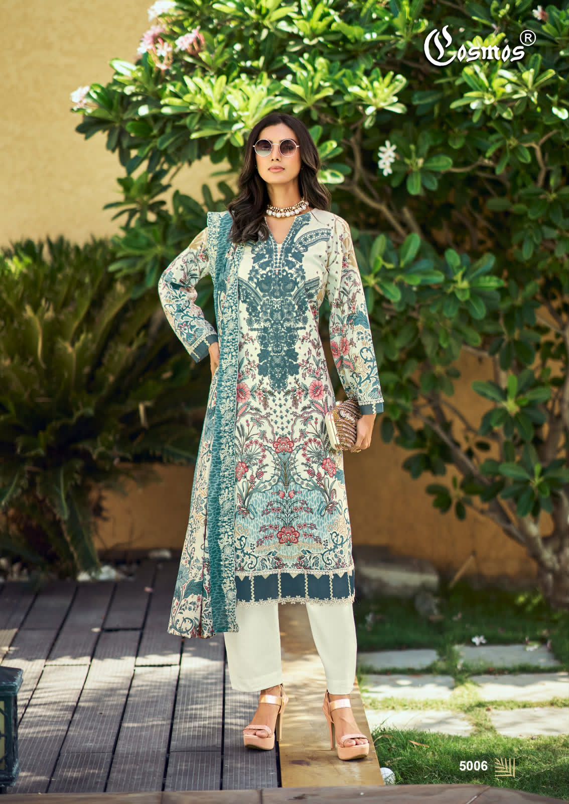 Needle Wonder Vol 5 Cosmos Fashion Lawn Cotton Karachi Salwar Suits Wholesaler India