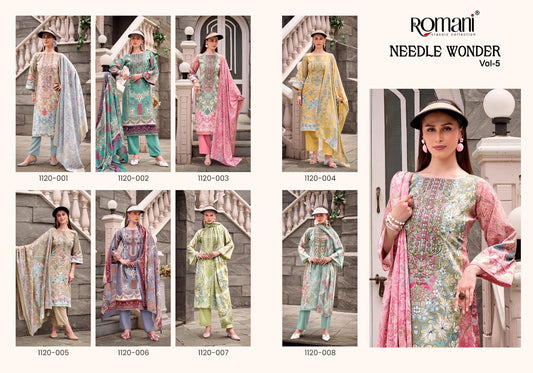 Needle Wonder Vol 5 Romani Soft Cotton Karachi Salwar Suits Supplier India
