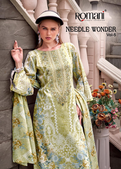 Needle Wonder Vol 5 Romani Soft Cotton Karachi Salwar Suits Supplier India