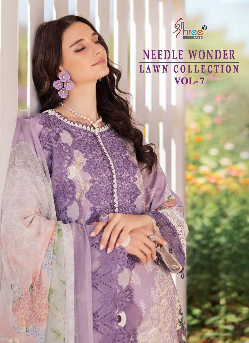 Needle Wonder Vol 7 Lawn Collection Shree Fabs Cotton Pakistani Patch Work Suits Manufacturer Gujarat