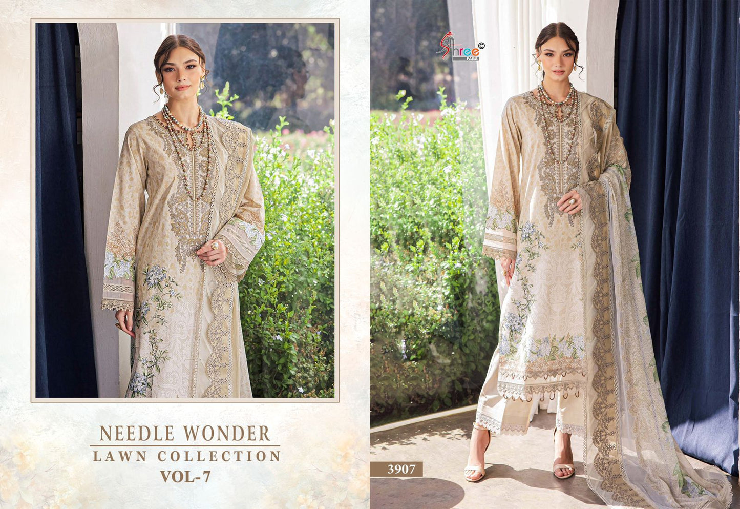 Needle Wonder Vol 7 Lawn Collection Shree Fabs Cotton Pakistani Patch Work Suits Manufacturer Gujarat