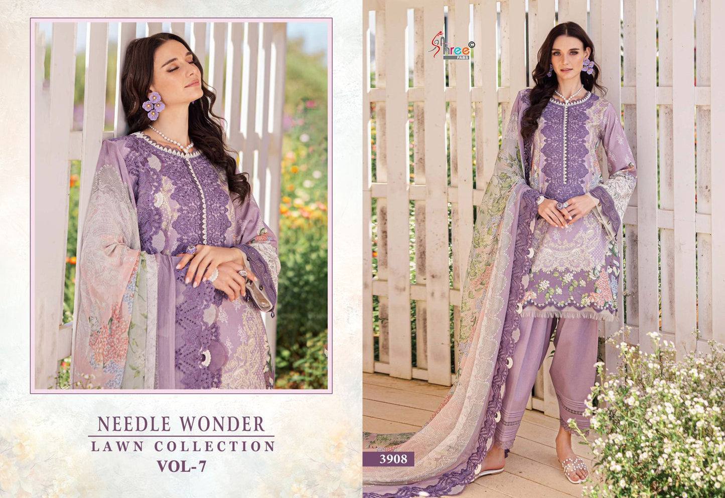 Needle Wonder Vol 7 Lawn Collection Shree Fabs Cotton Pakistani Patch Work Suits Manufacturer Gujarat