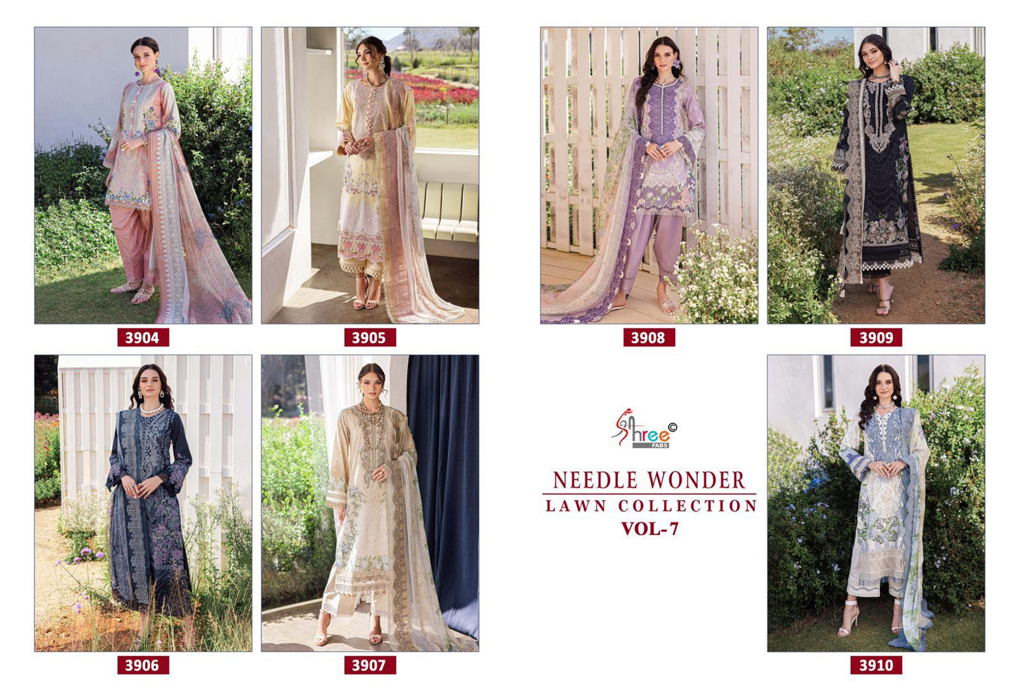 Needle Wonder Vol 7 Lawn Collection Shree Fabs Cotton Pakistani Patch Work Suits Manufacturer Gujarat
