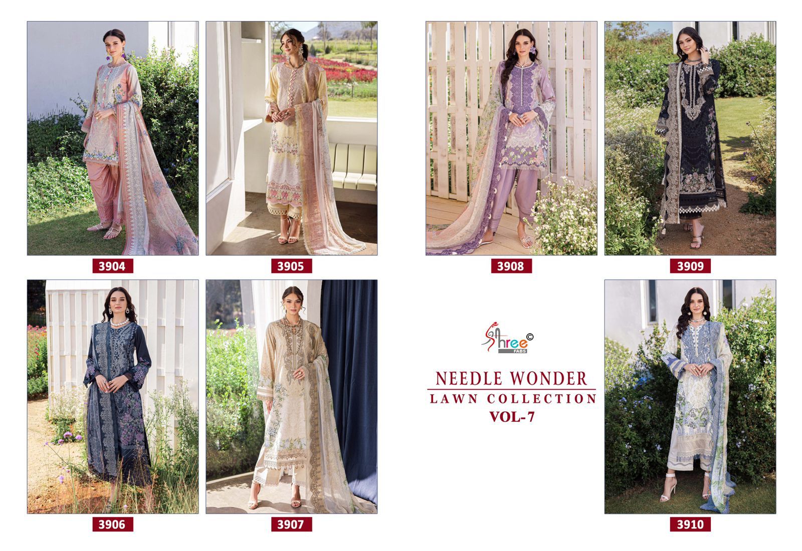 Needle Wonder Vol 7 Lawn Collection Shree Fabs Cotton Pakistani Patch Work Suits Manufacturer Gujarat